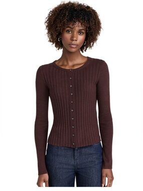 Alex Mill Mahogany Ribbed Button-Front Cardigan